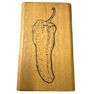 Co-Motion Single Chili Hot Pepper Wood Mounted Rubber Stamp Vintage